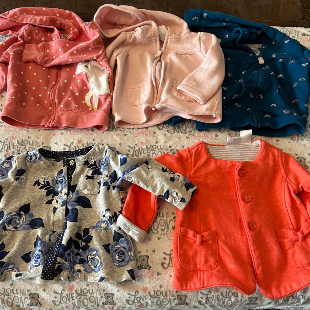 Five 9 Month Girl Sweatshirts/Hoodies (Lot)